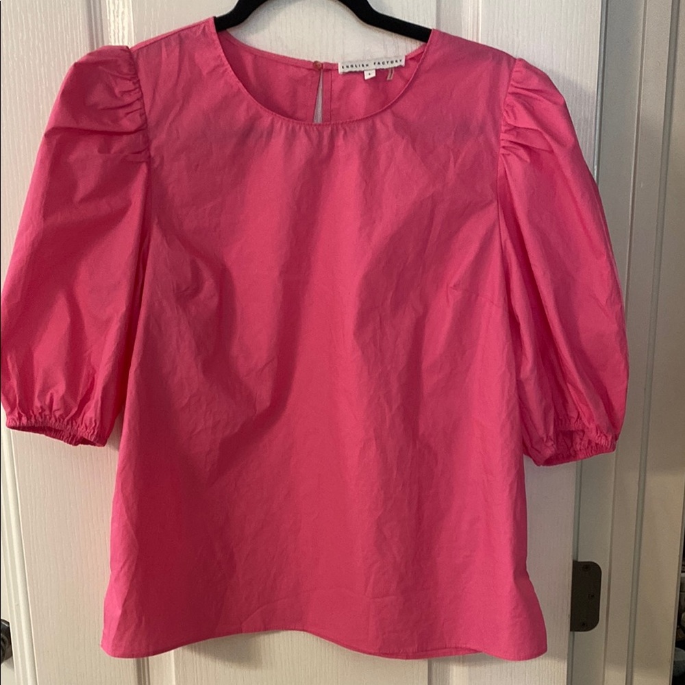 English Factory Pink Puff Sleeve Blouse Relaxed Fit